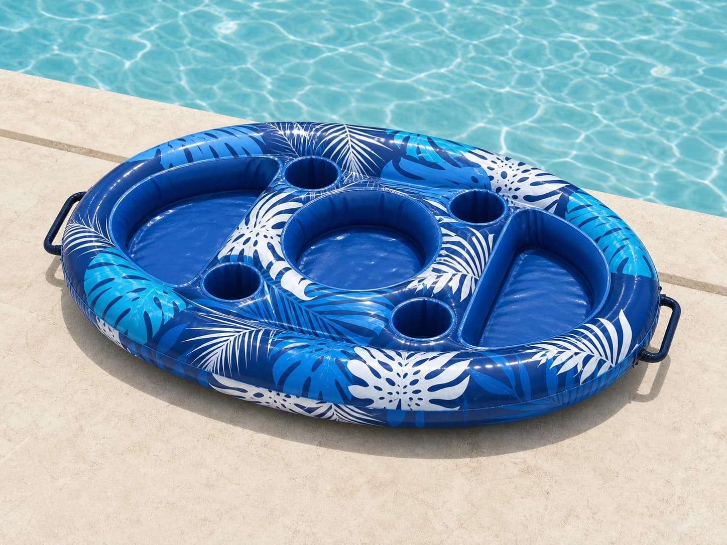 Empty Poolora Float ready to be filled beside the pool